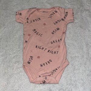 petit lem pink writing bodysuit 6 month
